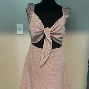 Front Tie Red & White Mini Dress